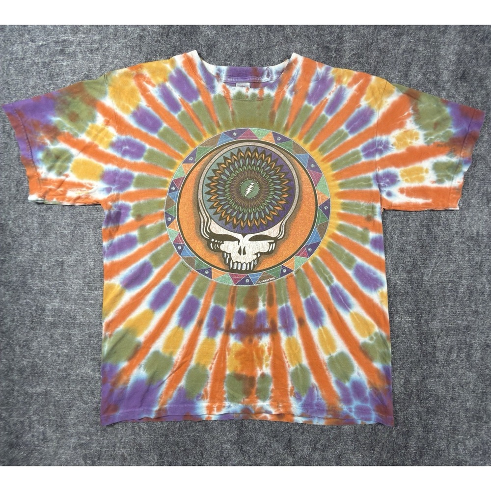 Vintage 1995 Grateful Dead SunDog Tie Dye T Shirt M Steal Your Face Double Sided